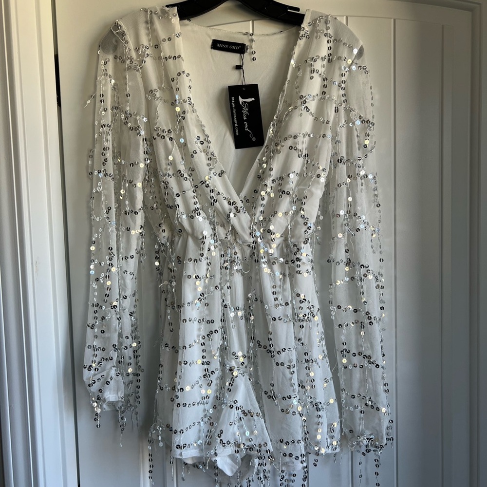 White Sequin Jumpsuit